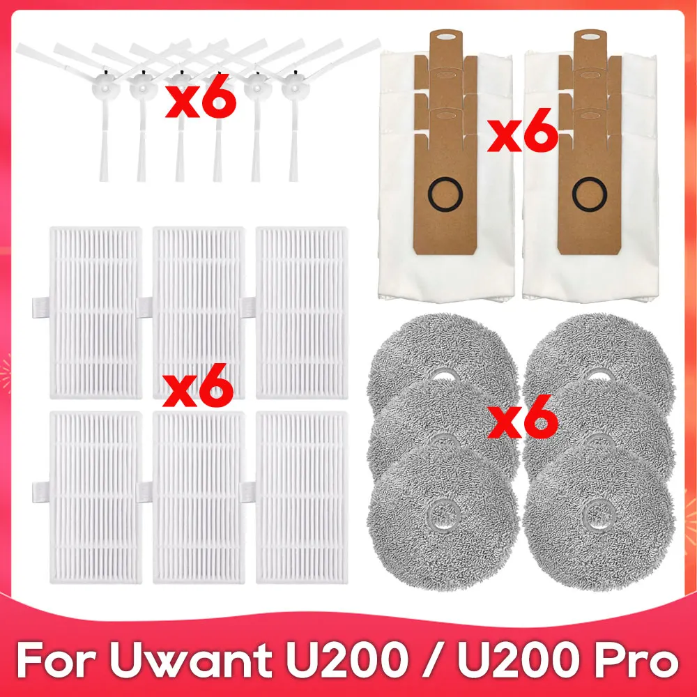 Adequado para Uwant U200u200 Proedison Plus U250 Rolo Lateral Escova Filtro Pano de Limpeza Bolsa de pó Acessórios de Peças para Aspiradores de Robô