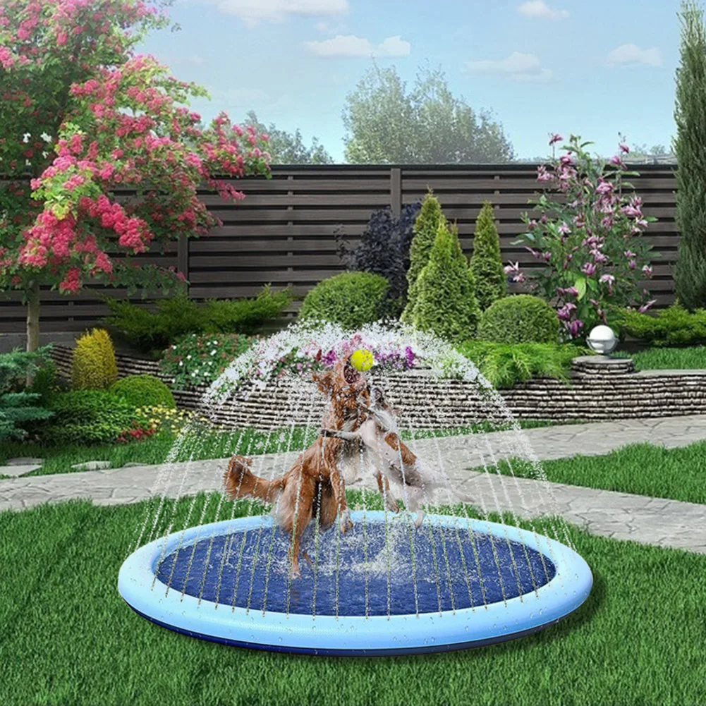 

100/150/170cm Pet Sprinkler Pad Play Cooling Mat For Dogs Cat Kids Outdoor Garden Swimming Pool Inflatable Water Spray Play Bath