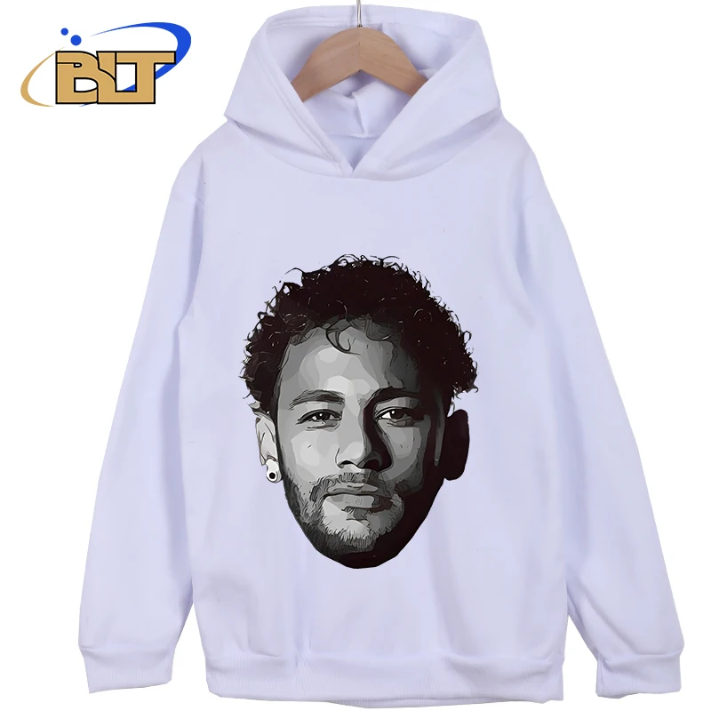 

Neymar avatar printed children's clothing autumn and winter velvet hoodie white sports sweatshirt for boys and girls