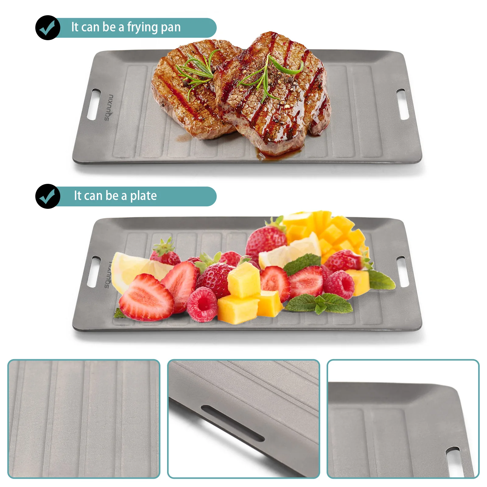 Camping Grill Pan & Tongs Set 4
