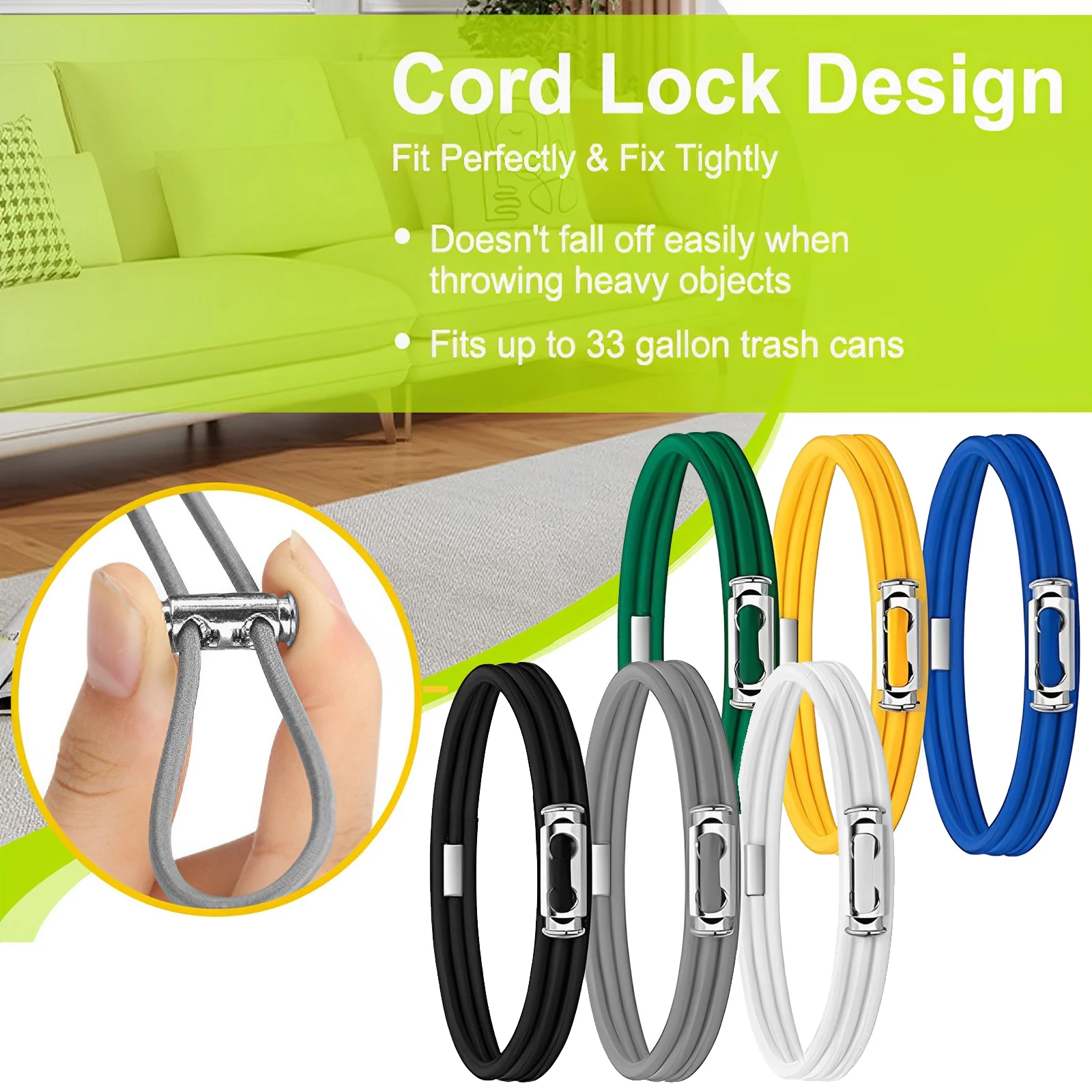 Colorful Elastic Rubber Trash Can Bands with Adjustable Buckle