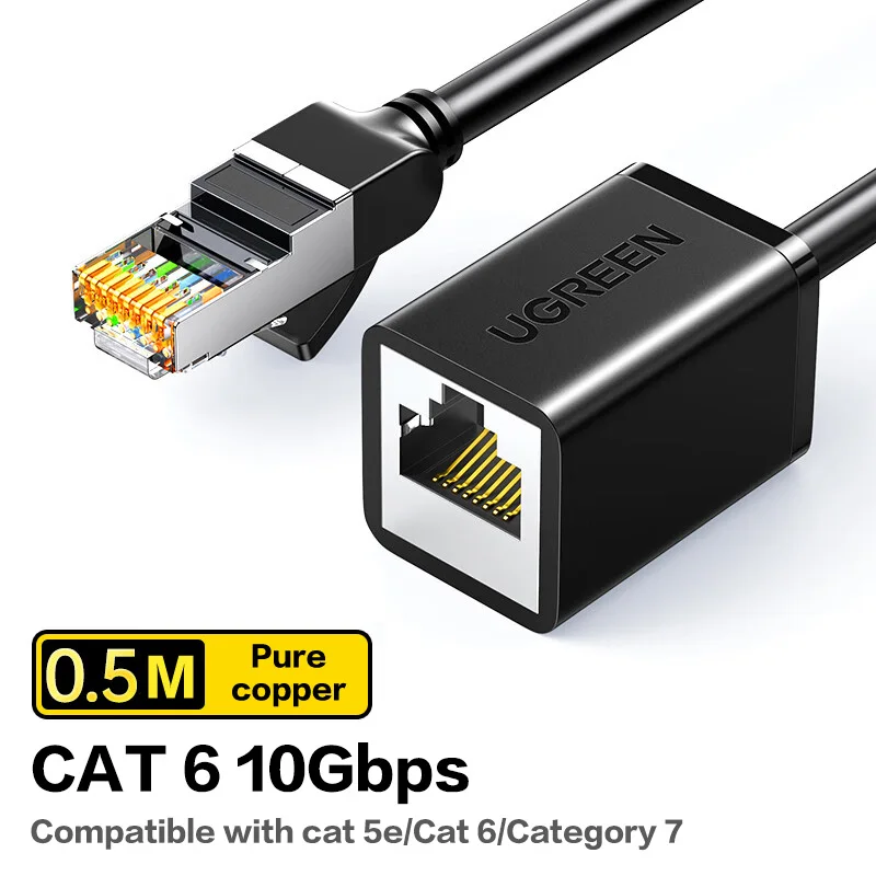 UGREEN 이더넷 연장 케이블 Cat6 LAN 케이블 연장기 Cat 6 RJ45 네트워크 패치 코드 남성-여성 커넥터
