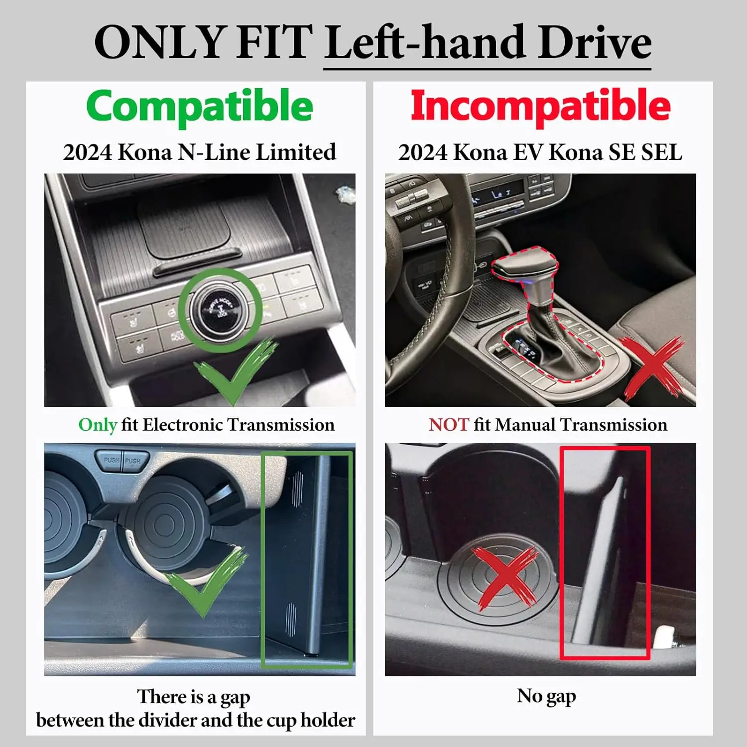 2024 현대 코나 센터 콘솔 트레이 정리함 팔걸이 보관함, 자동차 보관 정리함 삽입 상자, ABS 액세서리-Freehip.co.kr