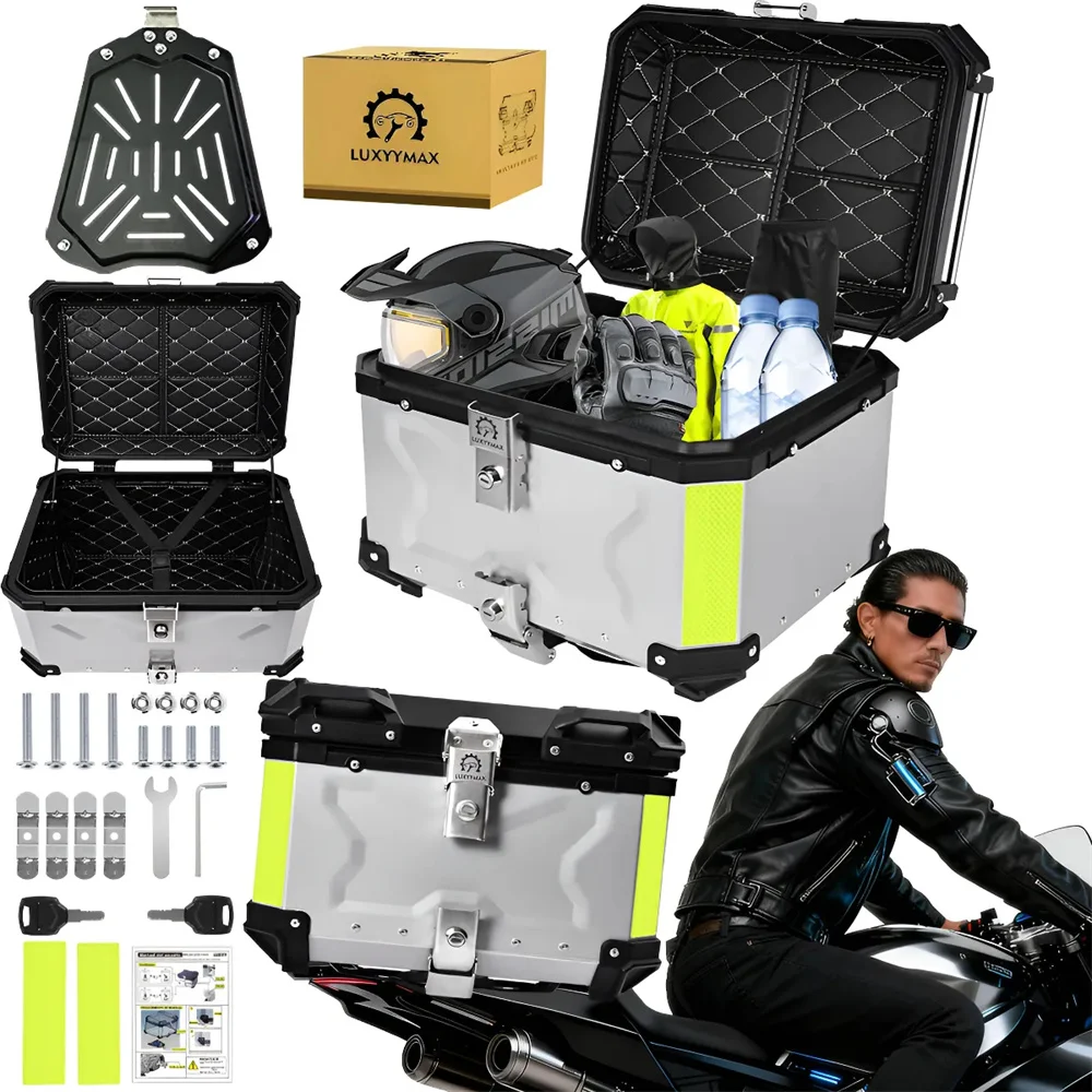 Cajas para casco de motocicleta, maletero de aluminio para motocicleta, caja superior para motocicleta General de 55L, caja trasera impermeable para motocicleta