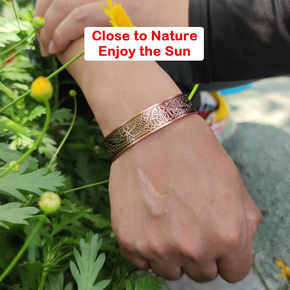 Vinterly Bracelets en cuivre pur pour femmes hommes unisexe 8mm Vinterly Bracelets en cuivre pur pour femmes hommes unisexe 8mm
