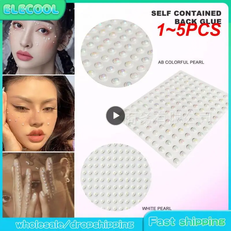 

1 ~ 5 шт. макияж для глаз и лица, искусственная самоклеящаяся красота, жемчужина, временная татуировка, фестиваль, боди-арт, украшения для ногтей