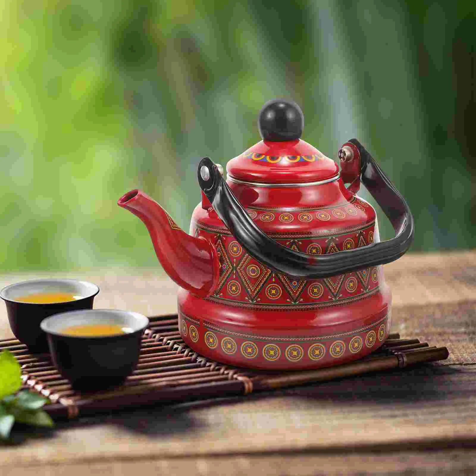 

Enamel Tea Kettle Vintage Tea Pot Loose Tea Ceramic Teapot Tea Kettle Stovetop 1 1L Porcelain Enameled Teakettle Home