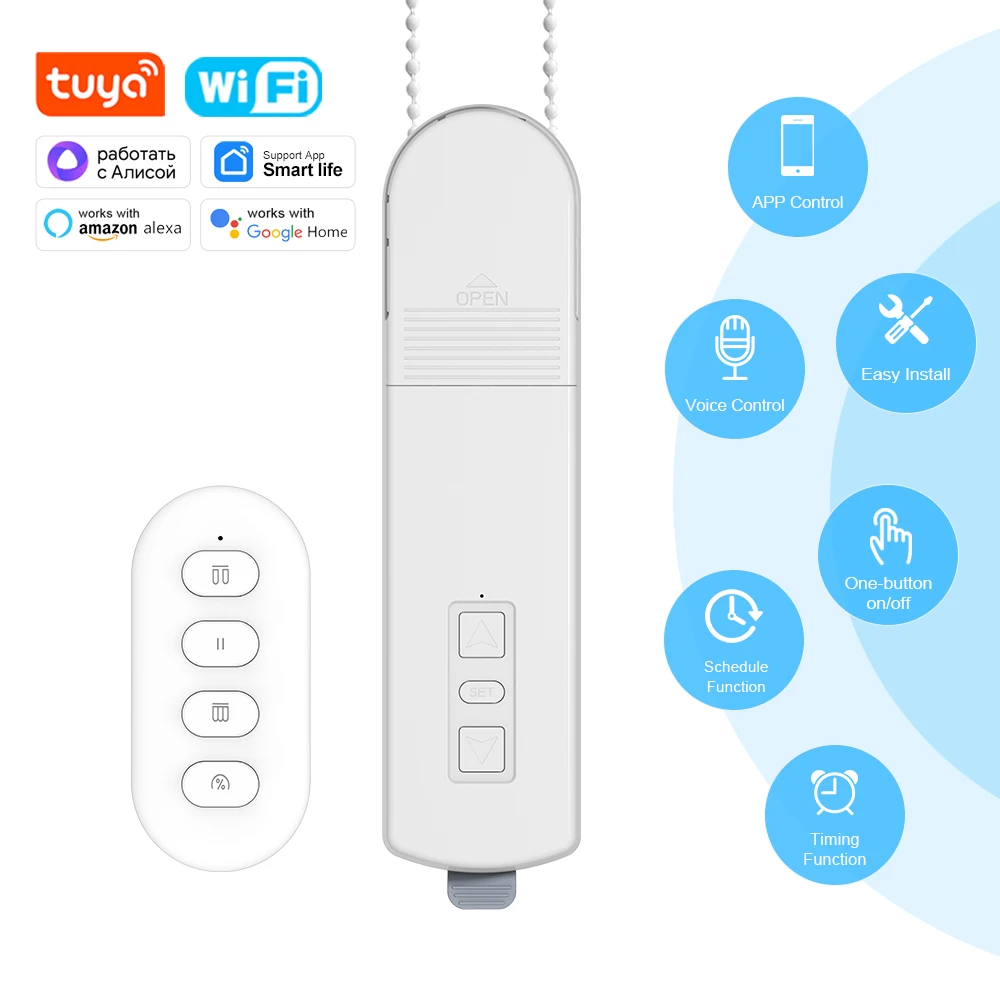 Manhot Tuya WiFi DIY โซ่มอเตอร์ลูกกลิ้งชัตเตอร์ผ้าม่าน Shades ไดรฟ์ผ้าม่านมอเตอร์ EU US UK AU มาตรฐานสําหรับ Alexa Google Home 1