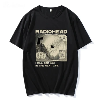 Radiohead 남녀공용 반팔 티셔츠, 록 밴드, 빈티지 힙합, 다음 생에 만나 볼게요, 남녀공용 음악 팬 프린트 티