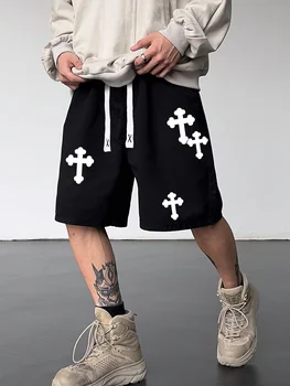 The 2025 summer new sporty 3D cross print pattern casual, fashionable, soft, comfortable and lightweight men's shorts 1