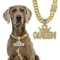 Collier pour chien en or, pendentif de luxe, collier pour chien en métal avec boucle design, collier pour animaux de compagnie, accessoires de bijoux pour chiens de taille moyenne et grande 1