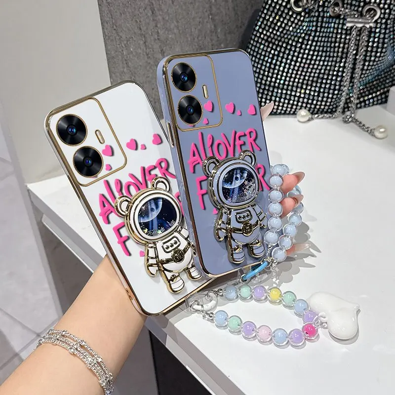 Floral Fan Phone Case Set with Beaded Lanyard & Stand (3 Pieces)