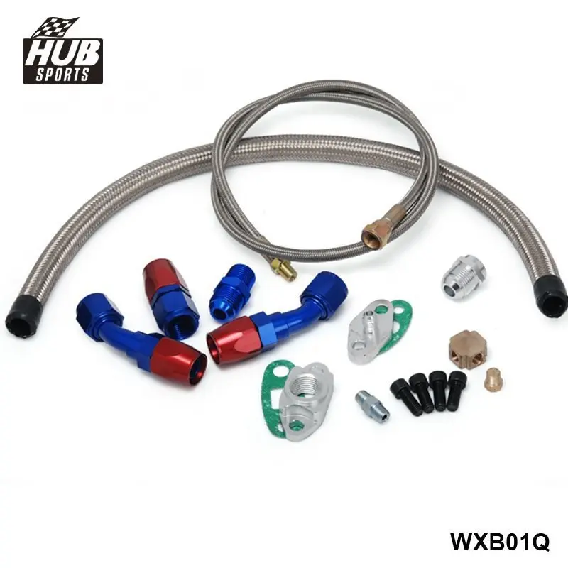 Universal Turbo Oil Line Kit Feed + Return Drain 4AN 10AN T3 T4 T76 Oil