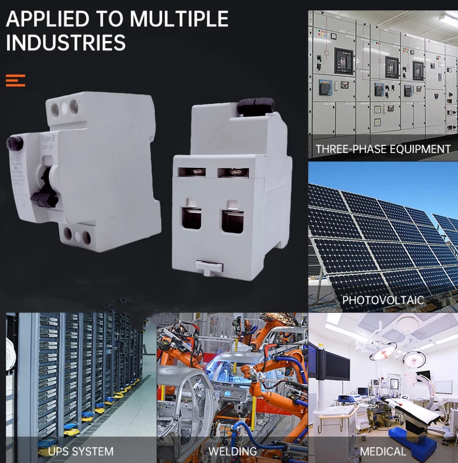 Tipo Rccb Rcd Elcb Interruttore Automatico Per Caricabatterie Ev Wallbox Dc6Ma 10A 16A 10Ka Nuovo 2 Poli 4 Poli Rcd 10Ka 30Ma 63A B