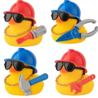 Car Dashboard Decorations Rubber Ducks, Construction Builder Rubber Ducky for Car Ornament Cute Duck with Tool, Hard Hat, Glasse 1