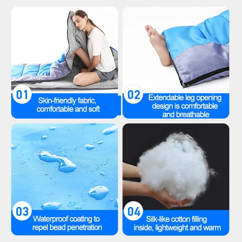 Portable camping sleeping bag ultra light waterproof all season warm sleeping bag hiking compression bag