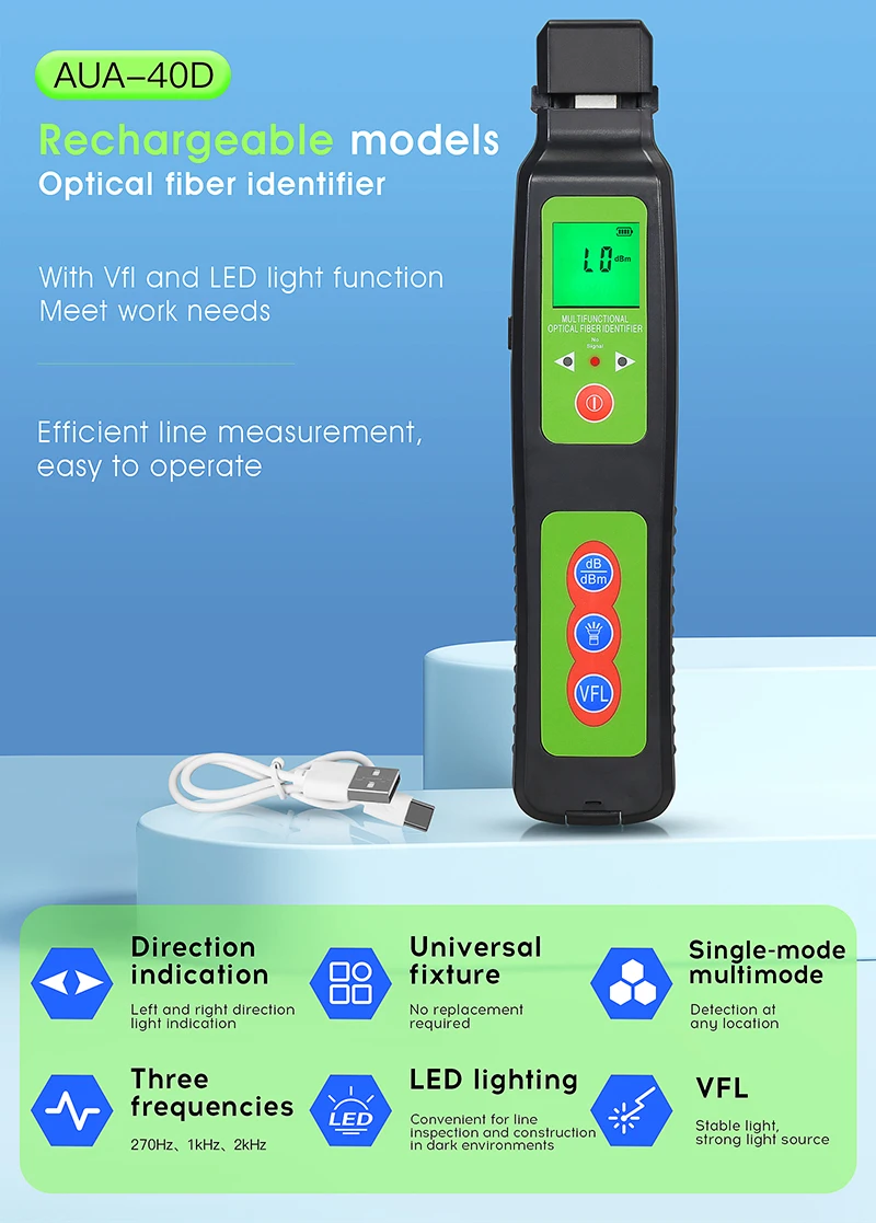 AUA-40A/40D Fiber Optic Identifier Fiber Cable Testing Tool Live Optical Fiber D