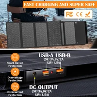 Sac de panneau solaire pliable portable 1000W à 6 plis, chargeur solaire à charge rapide USB et DC pour camping, camping-car et station d'alimentation extérieure 5