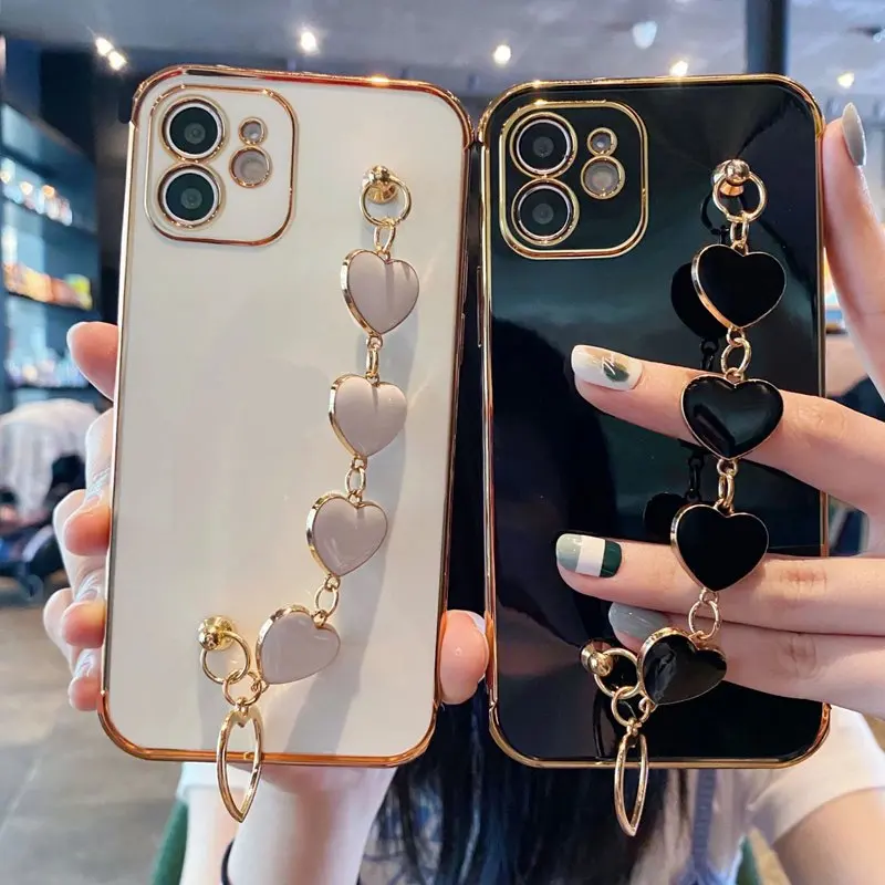 Funda De Pulsera Con Cadena De Corazón Para Samsung Galaxy J4 J6 Plus J2 J5 J7 Prime J3 2017 M52 M30S M21 M31 S20 S21 S22 S23 Ultra A32