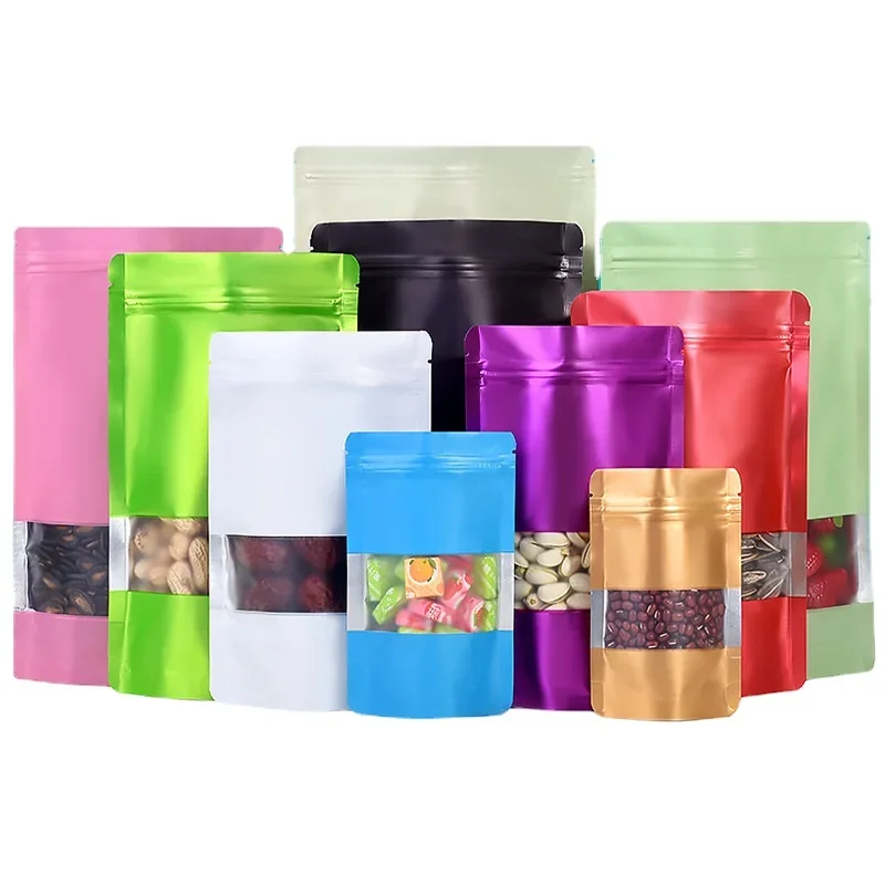 50pcs 식품 학년 스탠드 식품 캔디 초콜릿 주최자 건조 과일 가방에 대 한 창 Doypack 주머니와 사용자 지정 플라스틱 지 플락 가방