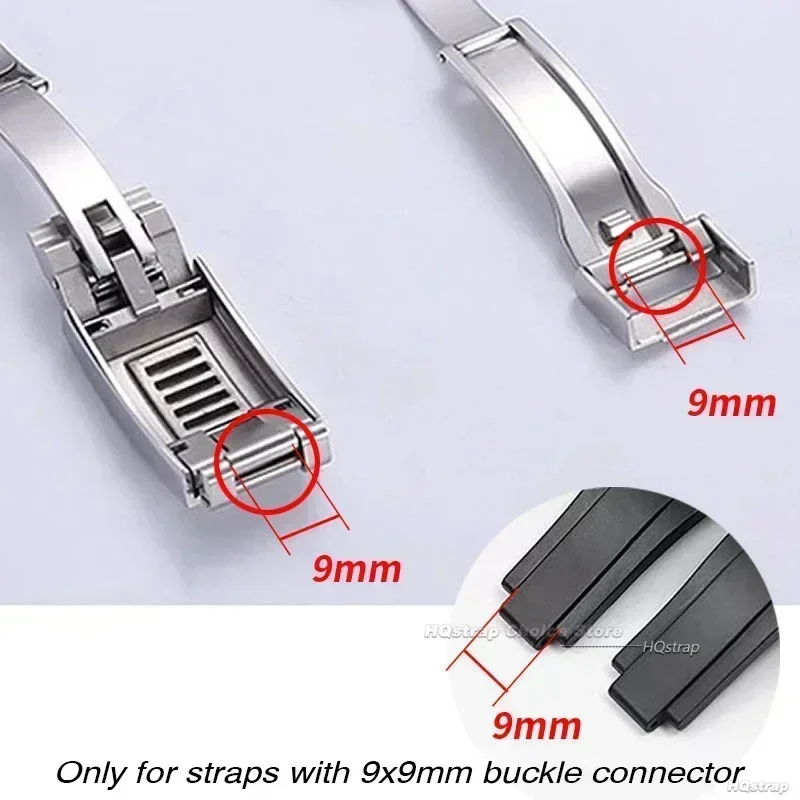 Watch Buckle 9x9mm Stainless Steel Watch Clasp For Rolex DAYTONA SUBMARINER Fine-tuning Pull Button Watch Band Buckle For GMT Yacht-Master