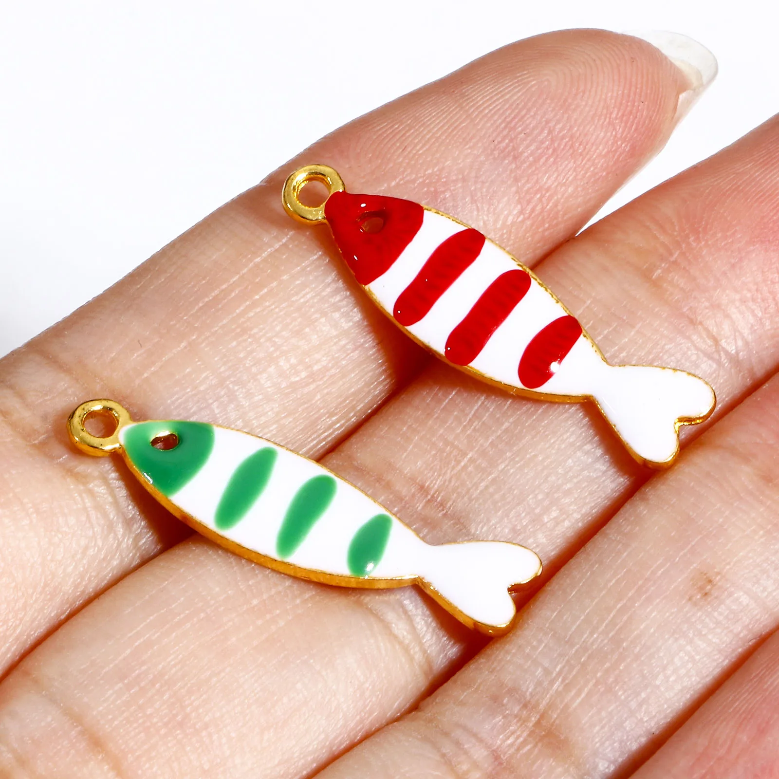 12 Pezzi Charm Lisca Di Pesce Smaltati - Pendenti Per Braccialetti, Orecchini E Collane | Fai Da Te Gioielli - Foto 7