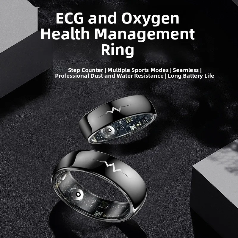 Smart Ring Q520 Pressione sanguigna Ossigeno Frequenza cardiaca ECG Anello di monitoraggio del sonno e sportivo per adulti Compatibile con Android e... - immagine 3