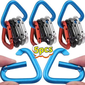 Triangle Colorful Carabiner Outdoor Camping Hiking Keychain Snap Clip Hook Kettle Buckle Water Bottle Hook Accessories 1/5pcs