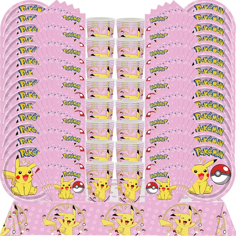 Pokémon Birthday Party Decorações, Placas De Papel Rosa, Copos,  Guardanapos, Louça, Pikachu, Balões, Pano de fundo, Baby Shower  Suprimentos, Meninas - AliExpress