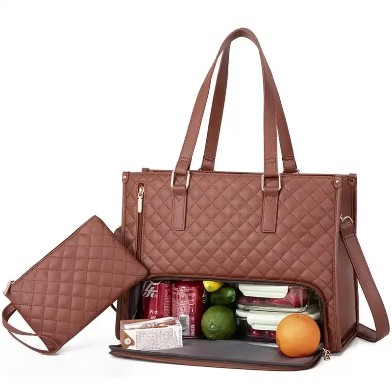 Mckinu 2-in-1 Borsa Termica Porta Pranzo e Borsa da Lavoro Donna - Tote Bag Donna con scomparto pranzo - Porta PC di Grande Capacità con Piccolo Portafoglio e Lunch Bag (Nero