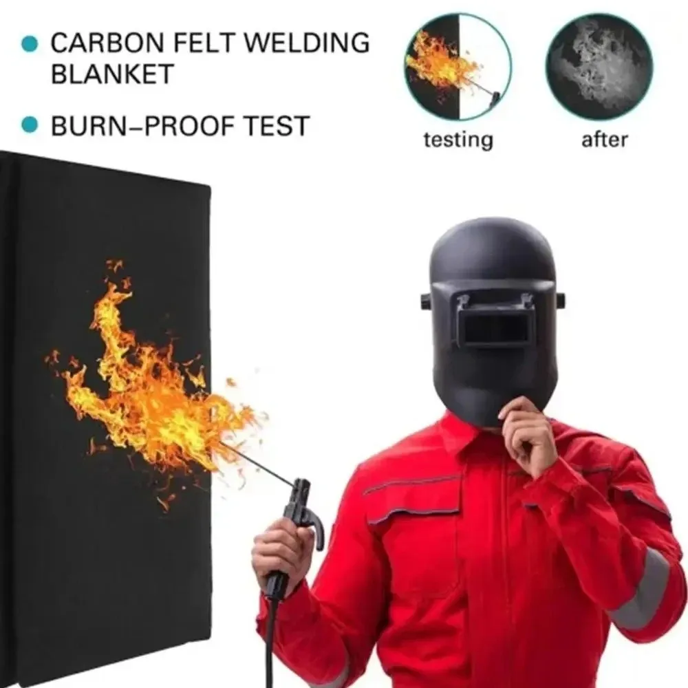 100 * 100 cm langlebiger Kohlefaser-Filz, feuerfeste schwarze Taschenlampen-Schildmatte, flammhemmend, hochtemperaturbeständig – Detail 5
