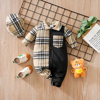 Plaid Jumper with Matching Hat for Stylish Little Boys 1