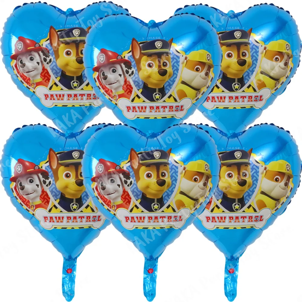 thumbnail image 1 of Juego de 6 globos de aluminio con diseño de la Patrulla Canina para decoración de cumpleaños, diseño de perro Chase, Marshall y Skye, suministros para fiestas infantiles, juguetes de regalo, 1 of 5