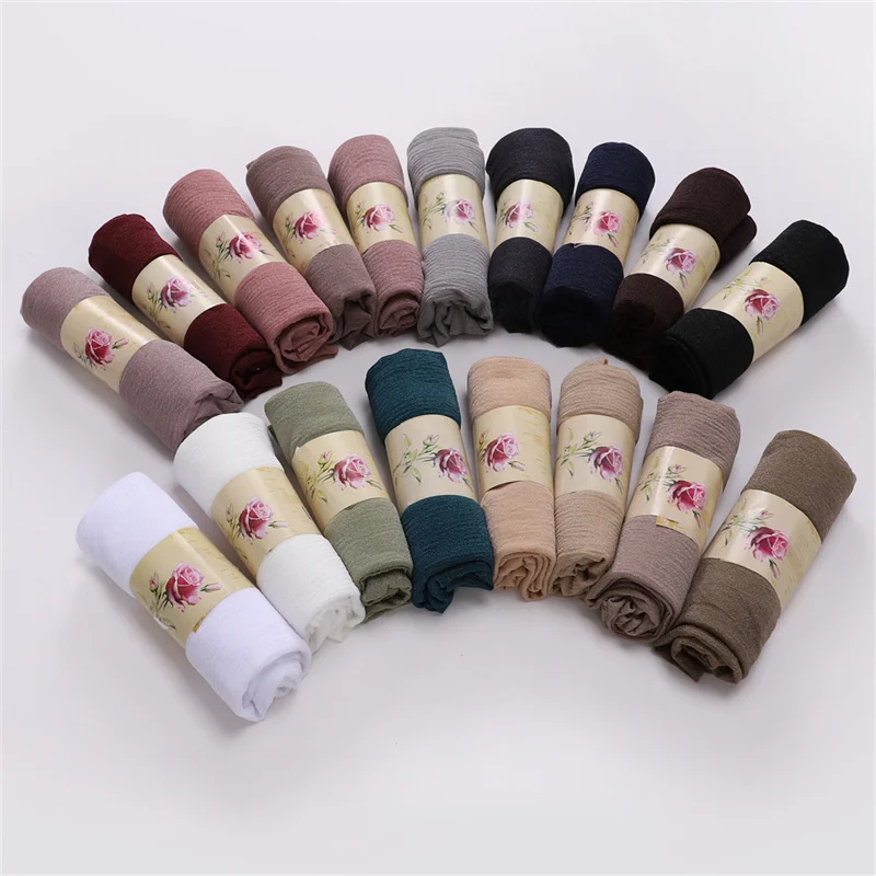 18 Farben, schlicht, weich, atmungsaktiv, dünn, Polyester, Hijabs, Damen, lang, muslimischer Schal, Schal, Turban, Kopfwickel, Lady Abaya, islamisch, 170 x 70 cm – Detail 3
