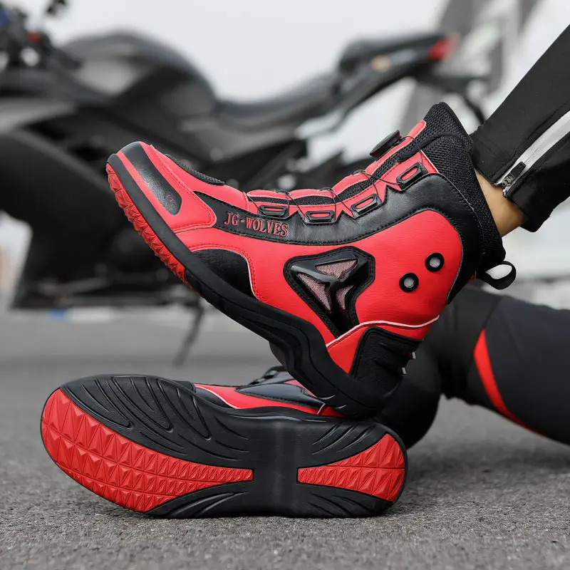 Waterproof Motorcycle Boots Men's Mid-Calf Motorcycle Protective Boots Rubber-Soled Off-Road Shoes Shoes