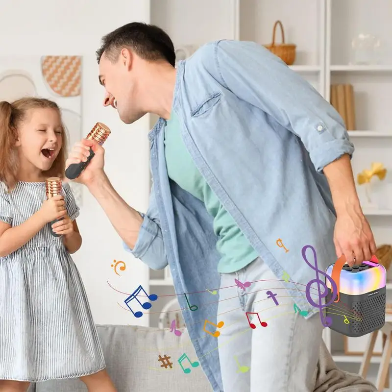 Small Karaoke Machine Small Karaoke Singing System Portable Outdoor Speaker Singing System With 2 Wireless