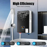 Chauffe-eau électrique 6,5KW 30-55 ° Chauffe-eau instantané C avec affichage numérique pour salle de bain-220V, douche noire, ensemble d'eau chaude 2