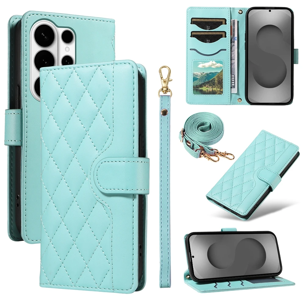 Luxurious Lanyard Leather Wallet Case - Elegant Flip Cover & Phone Purse