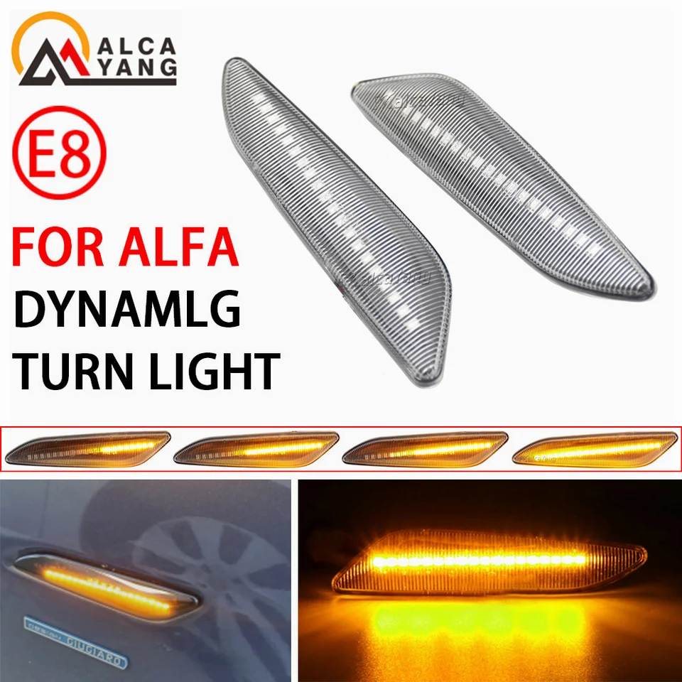 Clear For Alfa Romeo 147 156 Fiat Tipo LED Dynamic Side Marker Light Indicator
