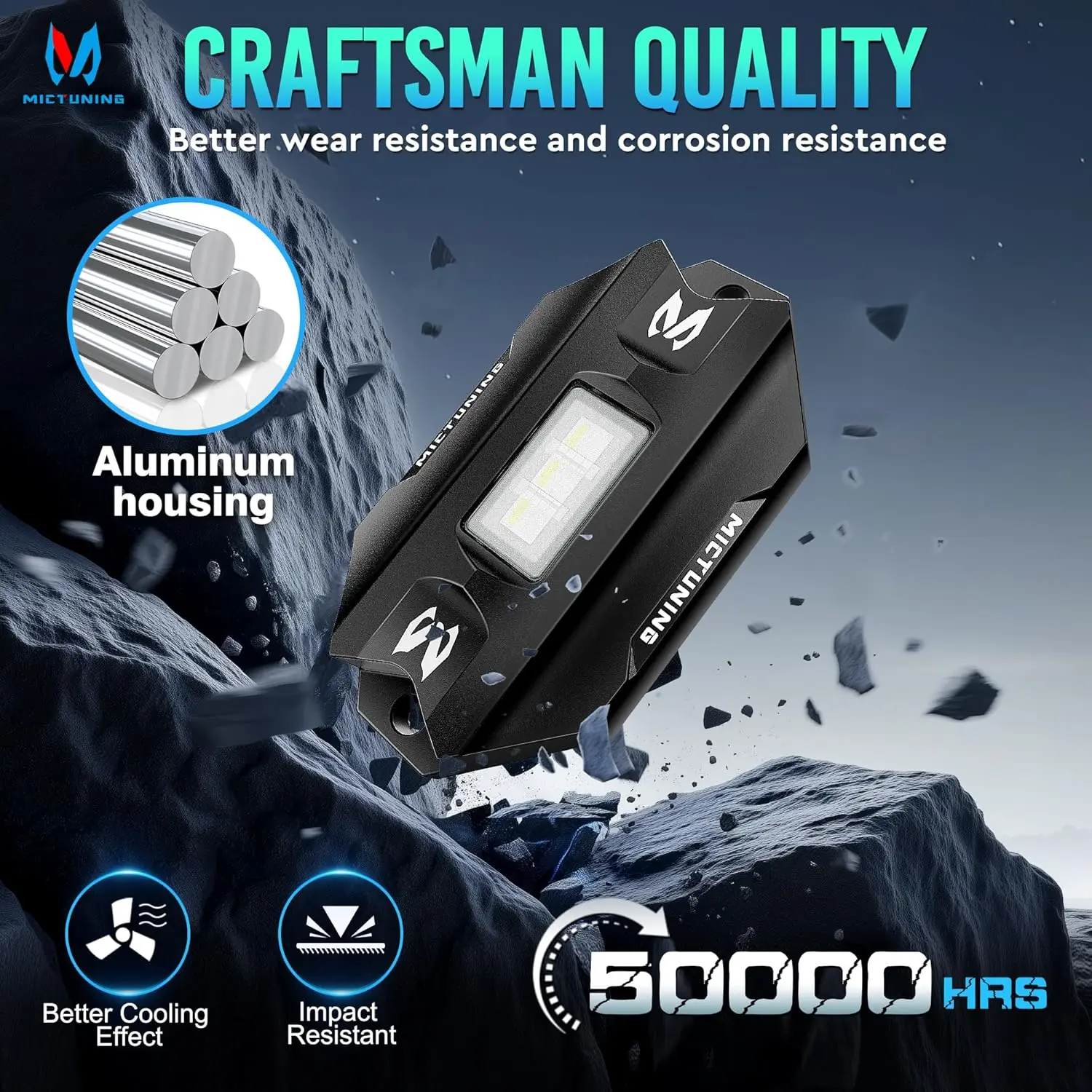 MICTUNING C1 8 ポッド RGBW LED ロックライトリモートマルチカラー