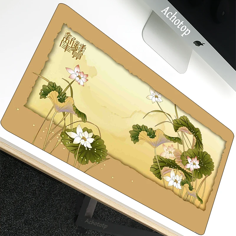

Sakura Chinese painting Large Mouse Pad Cute Laptop Pc Gamer Keyboard Mat XL Mousepad Edge White Tassel Rubber Table Mat for Pet