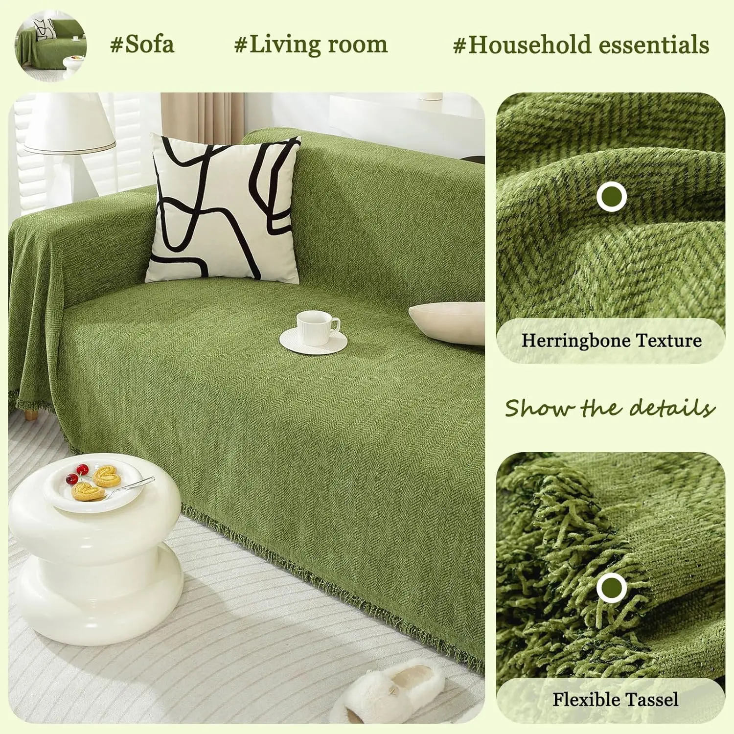 Sofa Covers Herringbone Jacquard Modern Minimalism Couch Cover Wear Resistant Couch Cover, Washable Pet Sofa Slipcovers for Dogs 2