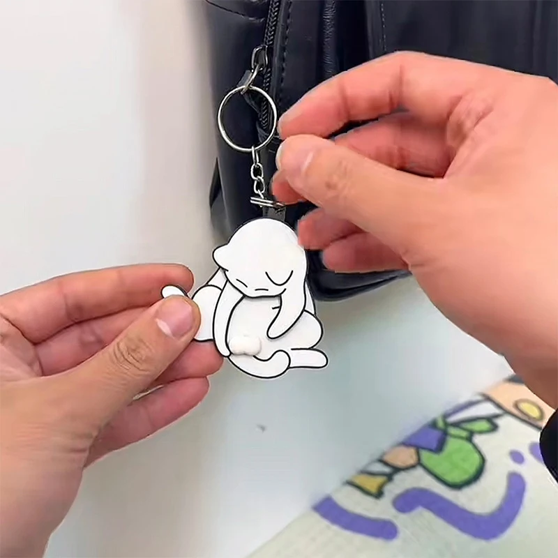 Creative Pull Play Egg Cat Keychain Pendant Cute And Funny Rotatable Acrylic Bag Pendant For Women Keyring Purse Bag Accessory 3