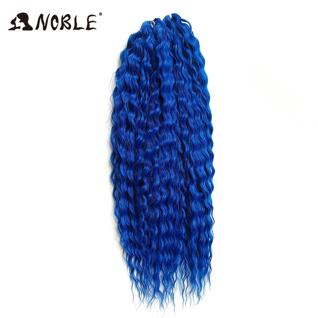 Noble Synthetic Hair Cosplay Water Wave 24Inch Twist Crochet Hair Braid Hair Ombre Blonde Pink Deep Wave Braiding Hair Extension BLUE-2