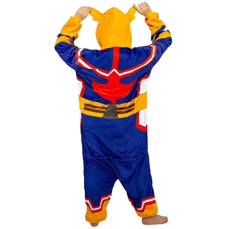 Adult Unisex Cartoon Pajamas Anime My Hero Academy All Might Cosplay Bathrobe Flannel Jumpsuit Kigurumi Halloween Outfit PR3111