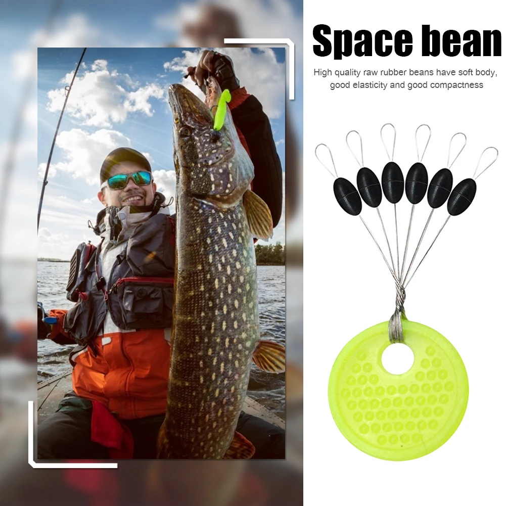 60PCS 10 Group Fishing Rod Rubber Space Bean Sea Carp Fly Fishing