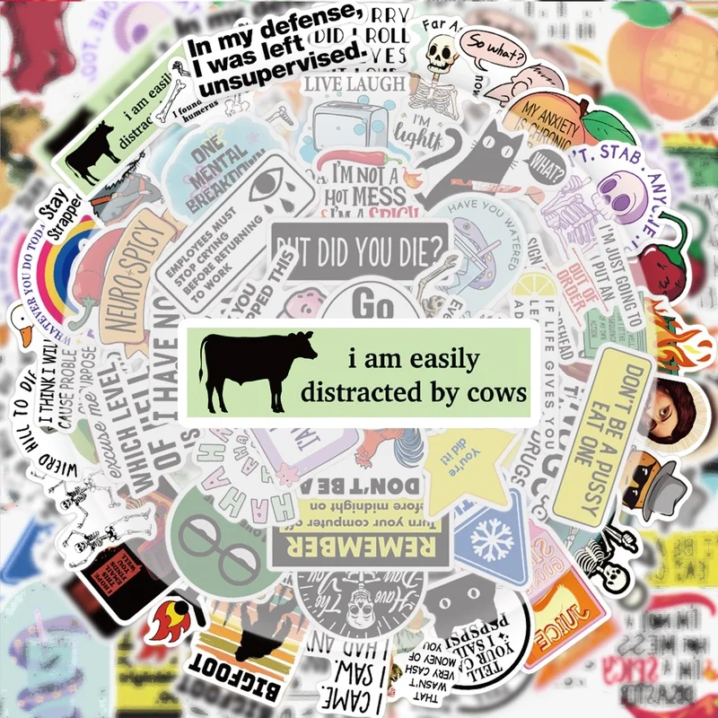 Vibrant and Witty Sticker Pack – 50 Unique Sarcastic Decals for Creative Expression and Decoration