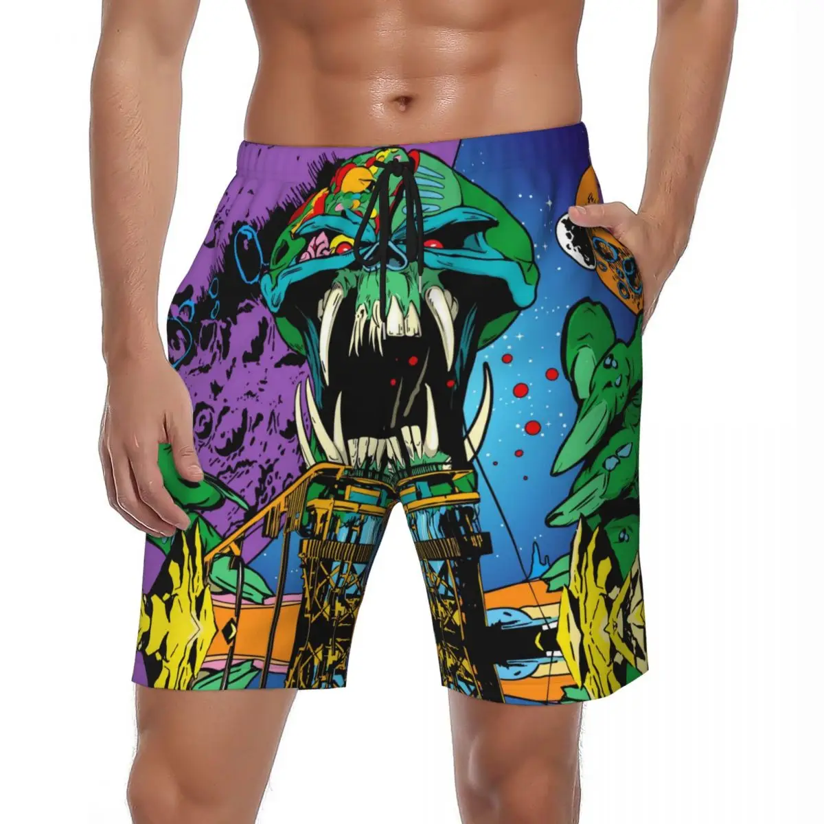 

Summer Gym Shorts Males New Pop 3D Print Gothic Surfing Horror Skull Beach Shorts Y2K Retro Quick Drying Swim Trunks Plus Size