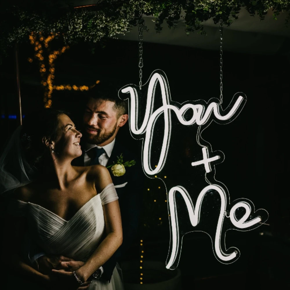 You And Me Neon Light Sign Wedding Neon Led Wedding Scene Perfect Decoration Design Photograph Memorial Hanging Wall Arrangement