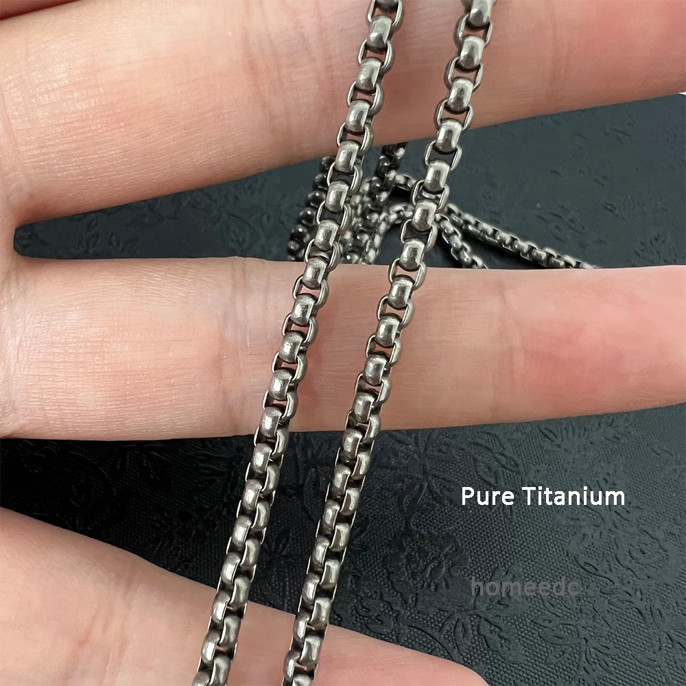 Fashion 3mm TA1 Pure Titanium Rolo Box Chain Necklace for Men Women Durable Anti-allergy Titanium Square Link Chain Necklace